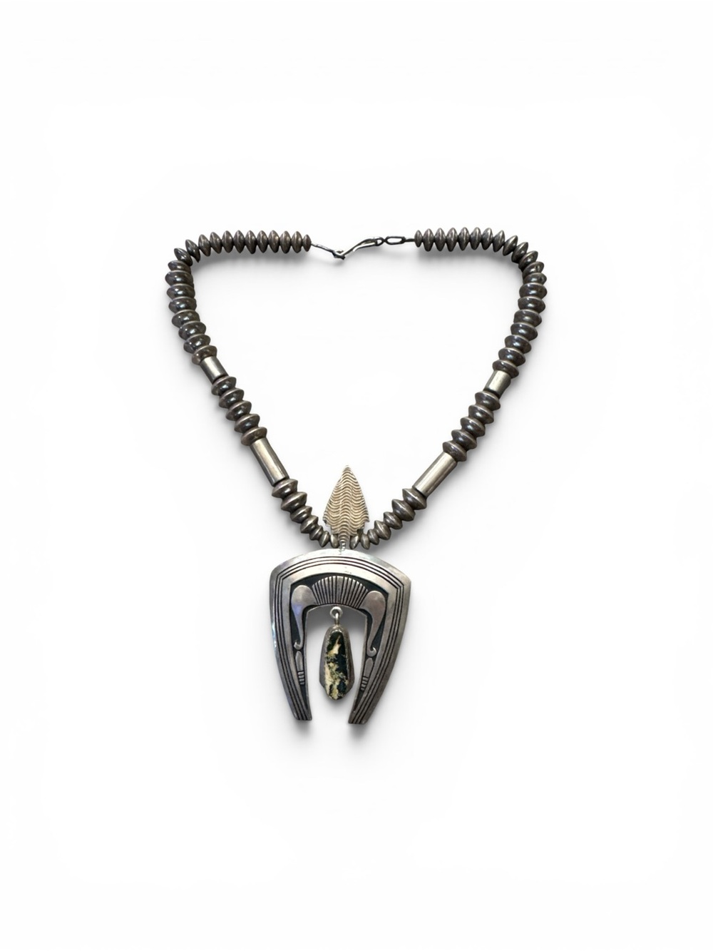 Vintage Nelson J Begay Navajo Sterling Pilot Mountain Turquoise Naja Necklace